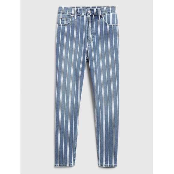 Gap High Rise Striped Mom Denim Straight Leg Jean, Blue‎ - Size 4 - Picture 3 of 12